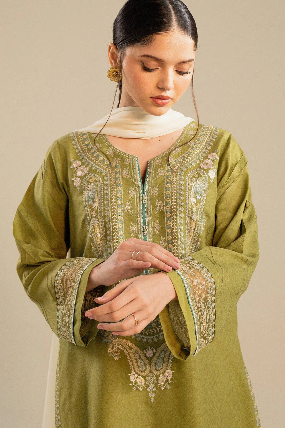 Zara Shahjahan - Embroidered Lawn 3pc with Embroidered Chiffon Dupatta- zab1335