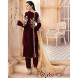 Jazmin - Embroidered Velvet 3-Piece Dress - zab986