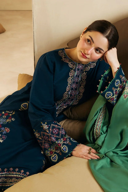zab669 Embroidered Dhanak Suit with Heavy Embroidered Dhanak Shawl