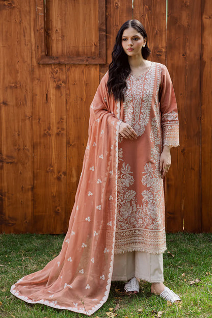 Batik -  Summer 3PC Lawn Embroidered Suit - zab1328