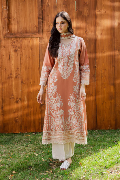 Batik -  Summer 3PC Lawn Embroidered Suit - zab1328