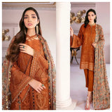 ZAB515 3Pc Stuff Linen suit heavy Embroidery