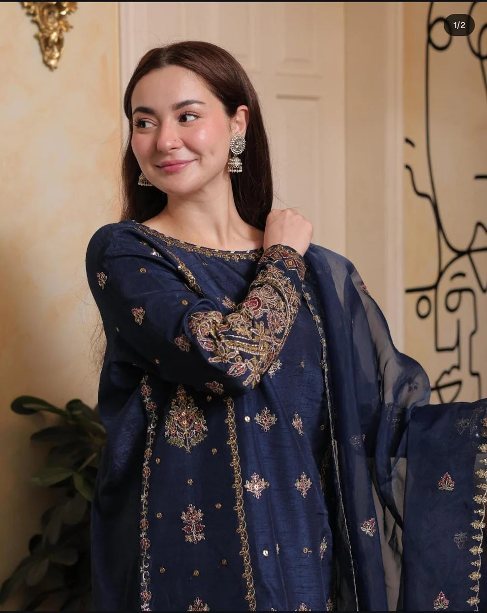 ZAB - 3PCs Embroidered Lawn Dress With Monar Dupatta - zab1308