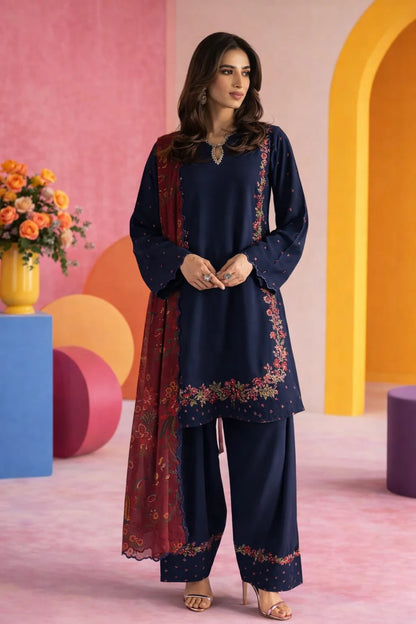 Sapphire - Summer 3PCs Embroidered Lawn Dress With Manaar Dupatta - zab1305