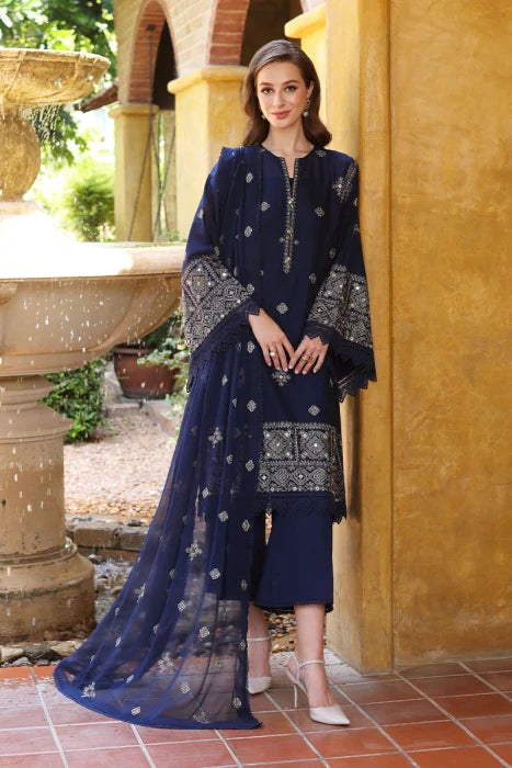 BAREEZE-EMBROIDERED 3PC LAWN DRESS WITH EMBROIDERED CHIFFON DUPATTA ZAB210
