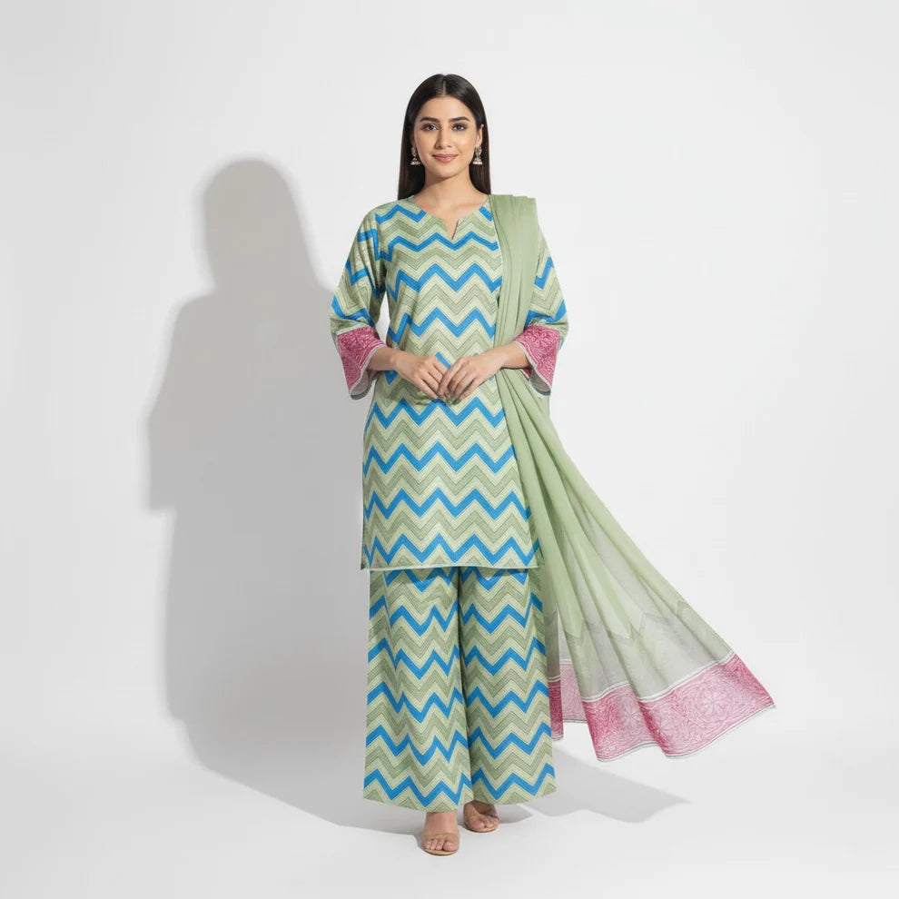 Limelight - Winter 3PC Karandi Digital Print Dress - zab1208