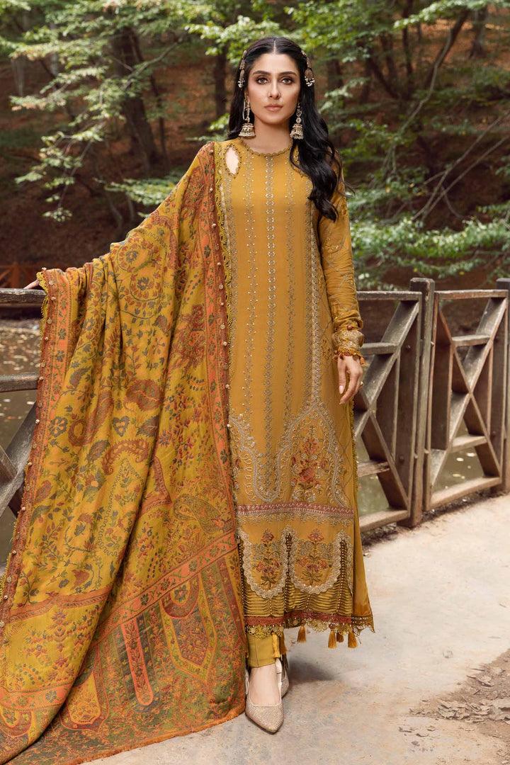 MARIA B 3PC Embroidered Dhanak with Digital Printed Wool Shawl - zab1113