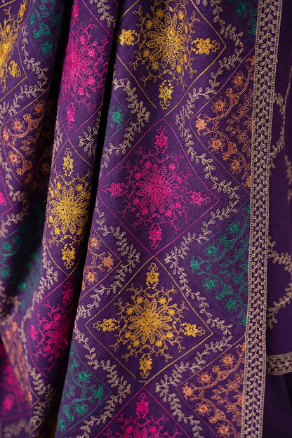Kaseriya - Embroidered Dhanak Three Piece Winter Collection - zab1219
