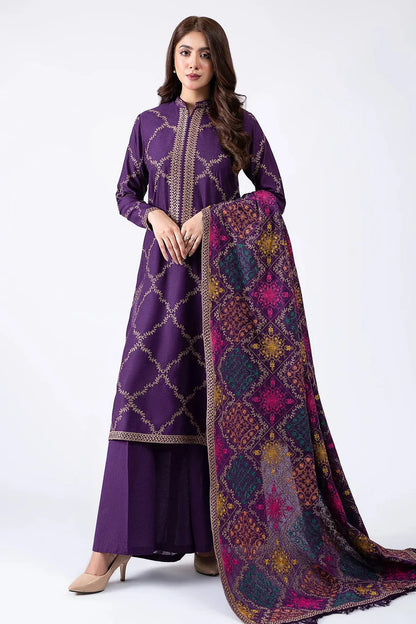 Kaseriya - Embroidered Dhanak Three Piece Winter Collection - zab1219