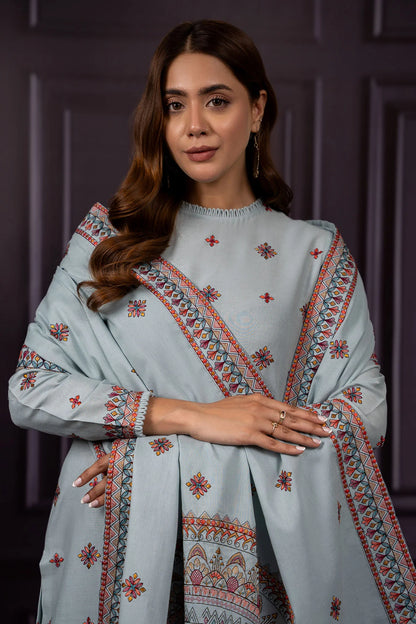 Asim Jofa - Winter 3PC Dhanak Embroidered Suit - zab1165