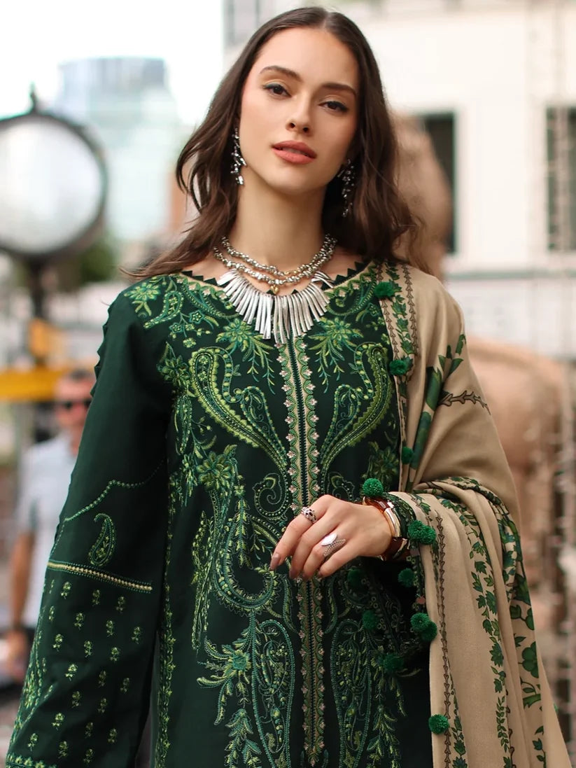 Charizma - Winter 3PC Dhanak Embroidered Suit - zab1519