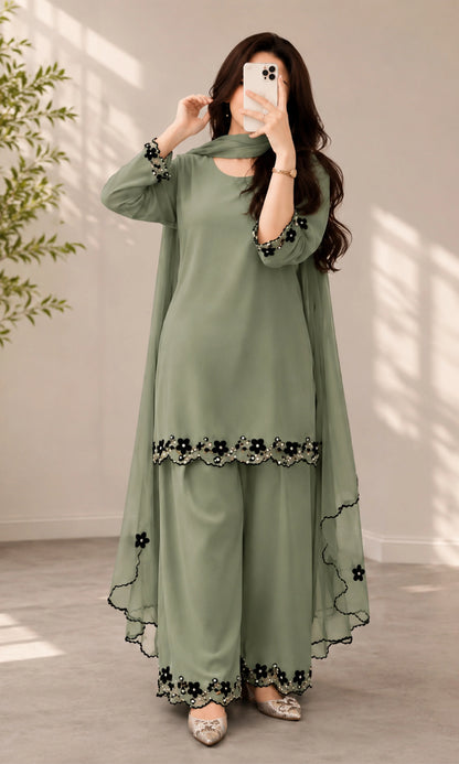 ZAB - Summer-3PC Lawn Embroidered Suit - zab1490