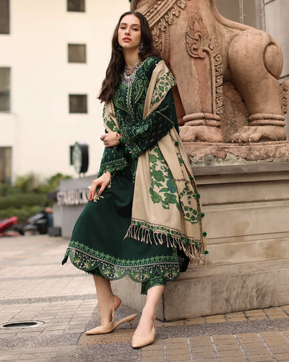 Charizma - Winter 3PC Dhanak Embroidered Suit - zab1519