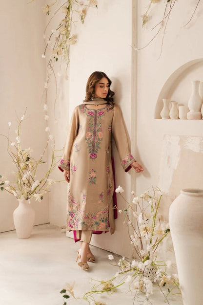 Lawn-3PC Embroidered Shirt with Chiffon Dupatta - zab1331