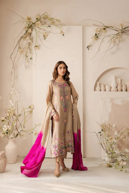 Lawn-3PC Embroidered Shirt with Chiffon Dupatta - zab1331