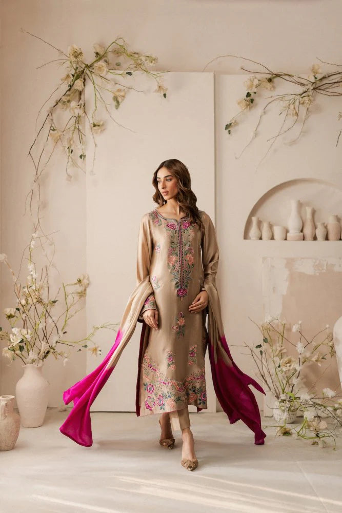 Lawn-3PC Embroidered Shirt with Chiffon Dupatta - zab1331