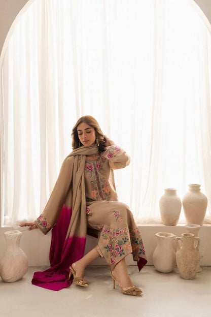 Lawn-3PC Embroidered Shirt with Chiffon Dupatta - zab1331