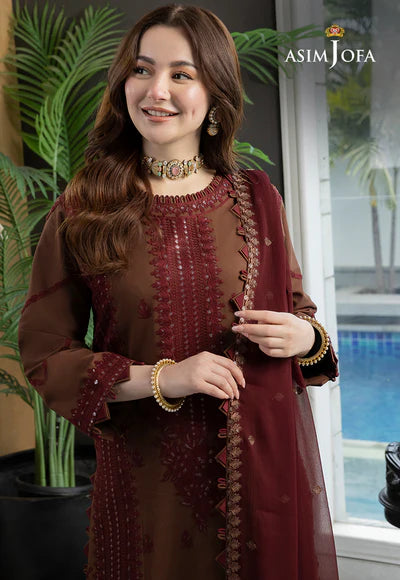 Asim Jofa, unstitched 3 piece lawn sequence embroidered suit zab783
