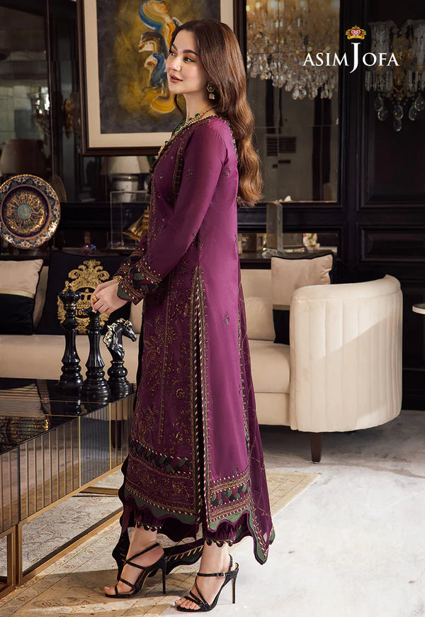 Asim Jofa, unstitched 3 piece lawn sequence embroidered suit - zab1024