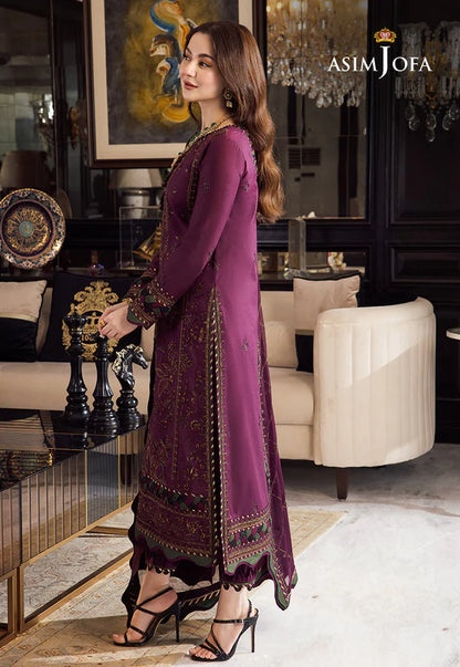 Asim Jofa, unstitched 3 piece lawn sequence embroidered suit - zab1024
