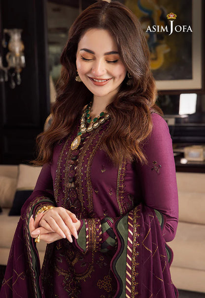 Asim Jofa, unstitched 3 piece lawn sequence embroidered suit - zab1024