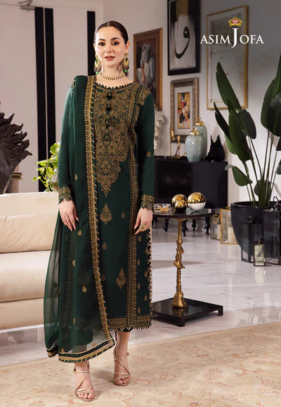 zab720 Asim Jofa, unstitched 3 piece embroidered Dhanak suit