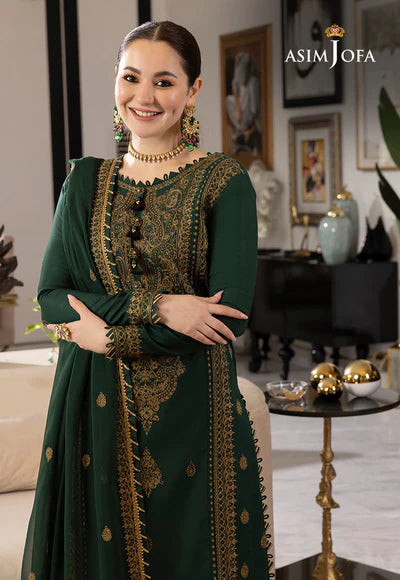 zab720 Asim Jofa, unstitched 3 piece embroidered Dhanak suit