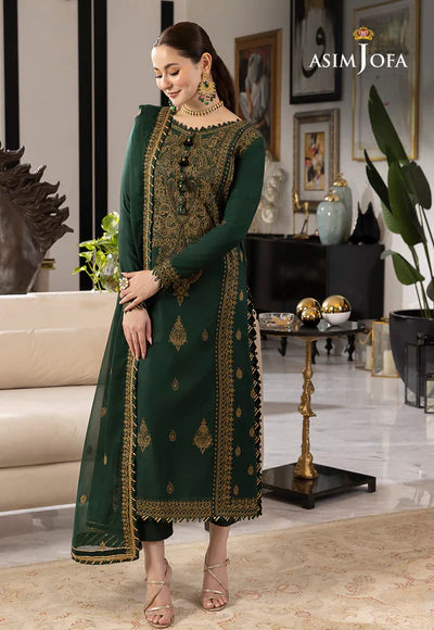 zab720 Asim Jofa, unstitched 3 piece embroidered Dhanak suit