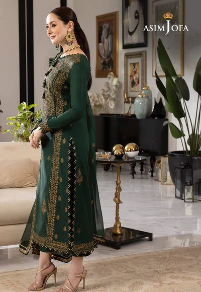 zab720 Asim Jofa, unstitched 3 piece embroidered Dhanak suit