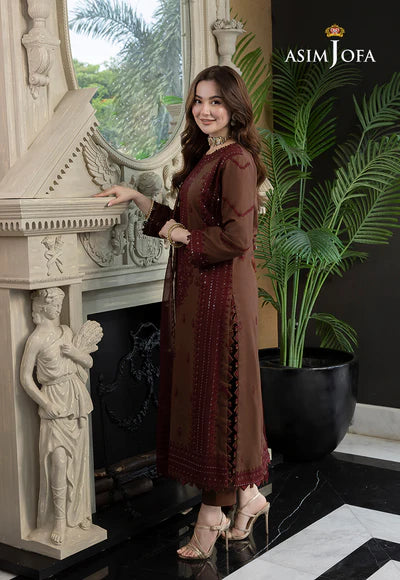 Asim Jofa, unstitched 3 piece lawn sequence embroidered suit zab783