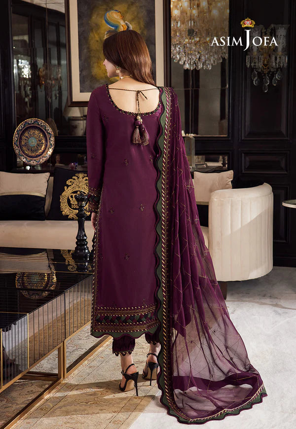 Asim Jofa, unstitched 3 piece lawn sequence embroidered suit - zab1024