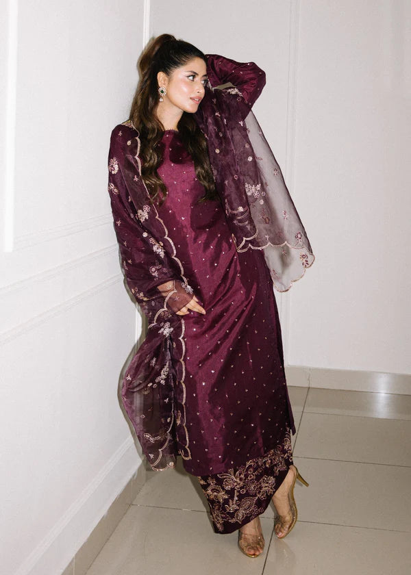 Eilf Silk collection 3PCS UNSTITCHED SUIT FABRIC Digtal printed - zab1482