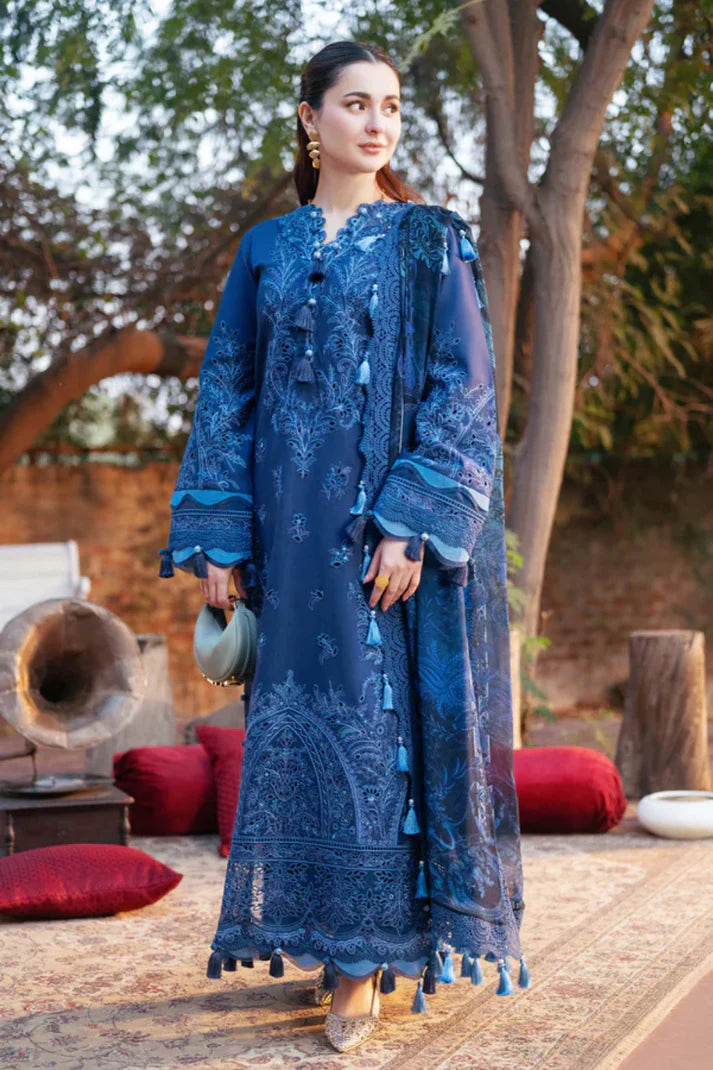 ZAB - Summer 3PC Lawn Chikenkari Embroidered Shirt - zab1338