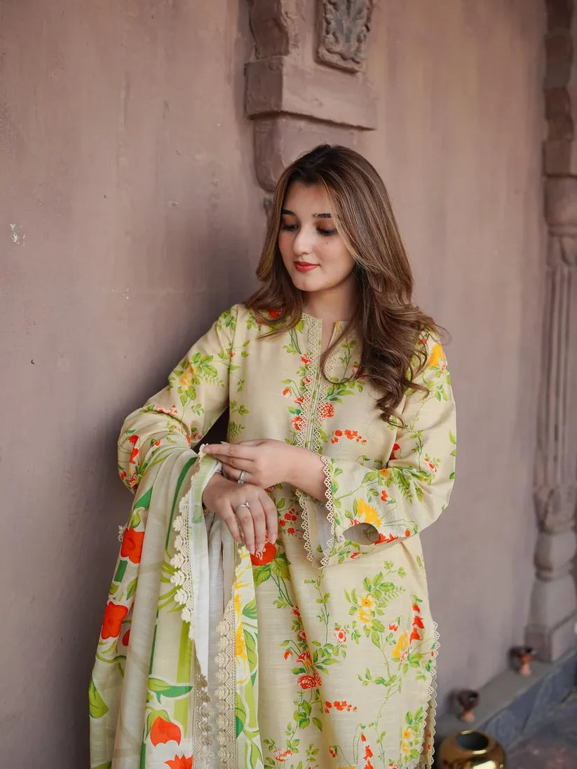 Charizma - Winter 3PC Karandi Digital Print Dress - zab1525