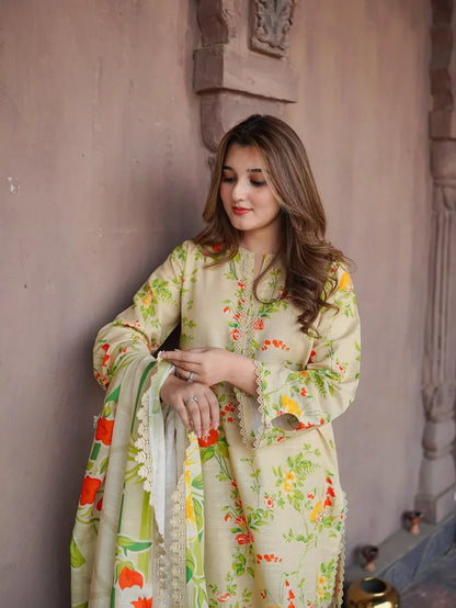 Charizma - Winter 3PC Karandi Digital Print Dress - zab1525