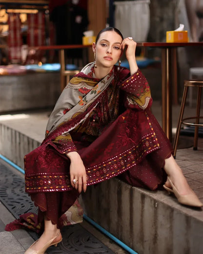Charizma - Winter 3PC Karandi Digital Print Dress - zab1524