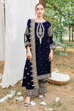 3PCs Velvet Embroidered Dress With Velvet Embroidered Shawl - zab967