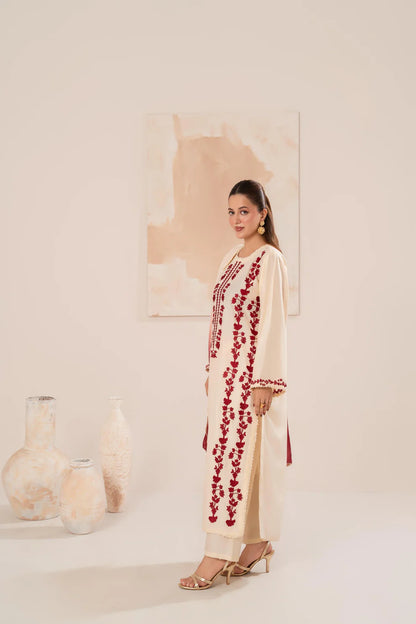 Rehan Rehar 3 Piece Embroidered Dhanak Suit - zab1237