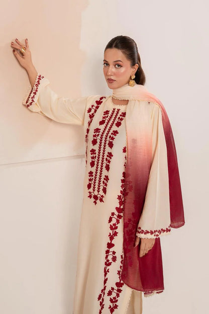 Rehan Rehar 3 Piece Embroidered Dhanak Suit - zab1237