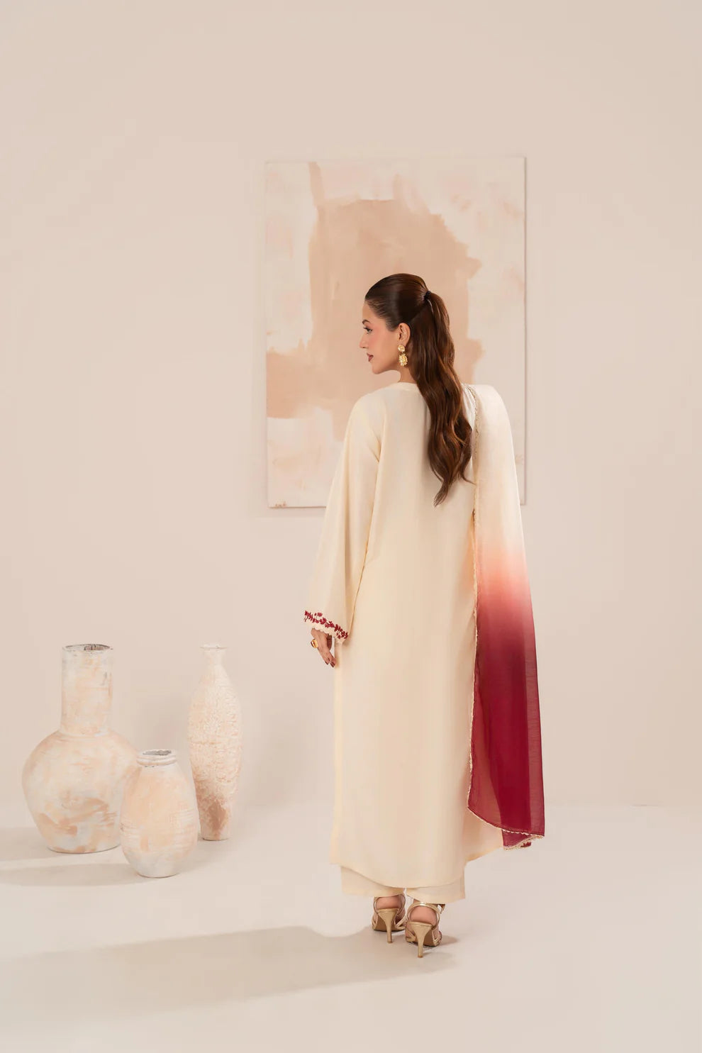 Rehan Rehar 3 Piece Embroidered Dhanak Suit - zab1237