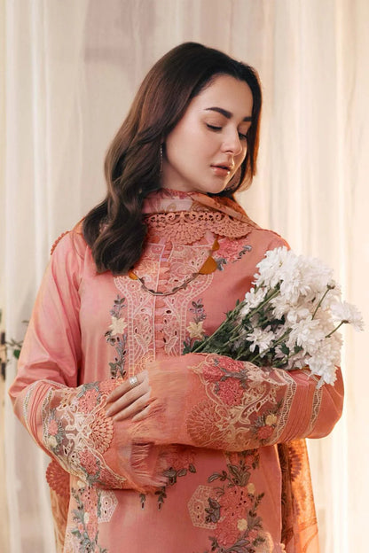 Zara Shahjahan - 3-PC ChickenKari Dhanak EMBROIDERED SUIT - zab1028