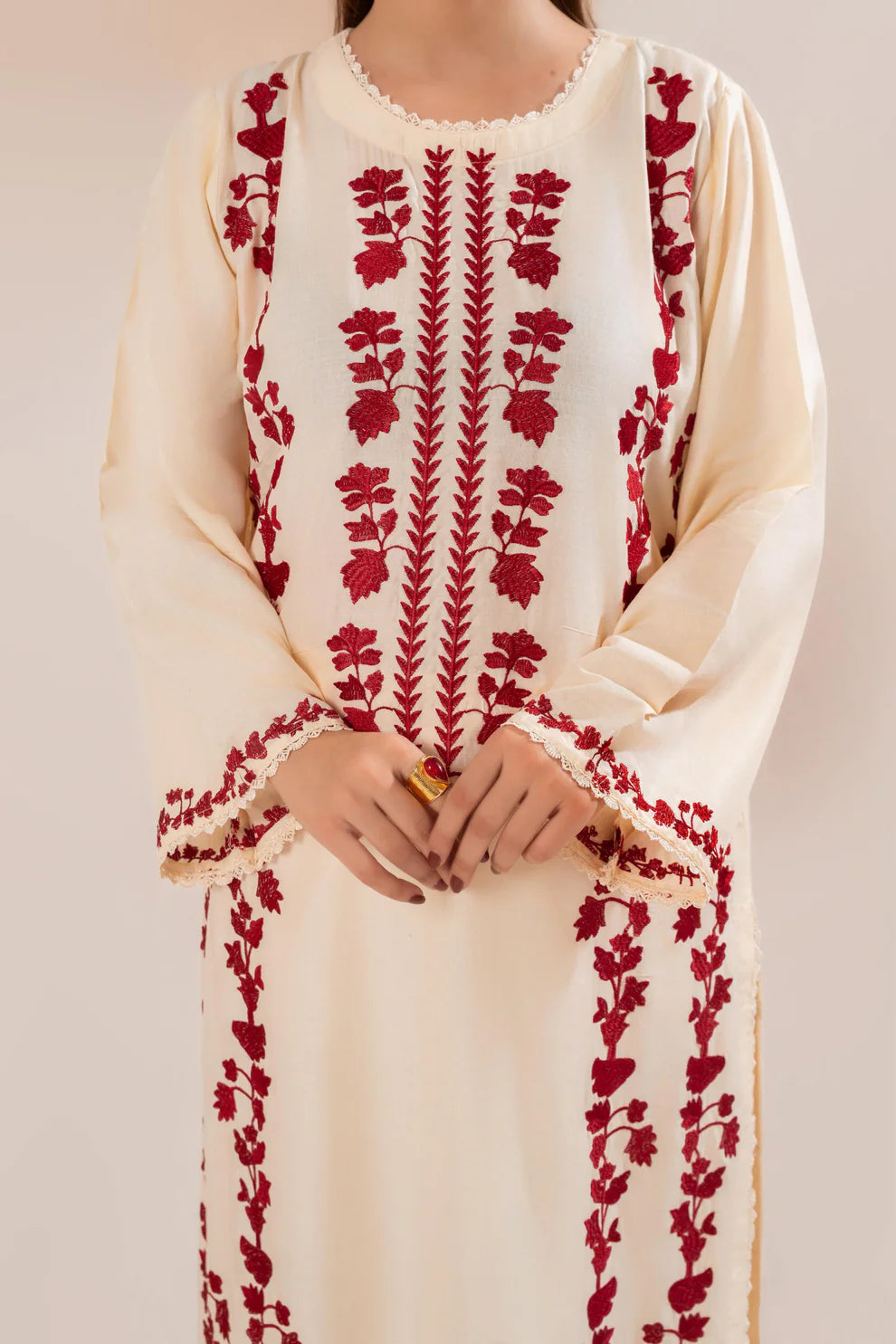 Rehan Rehar 3 Piece Embroidered Dhanak Suit - zab1237