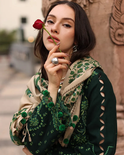 Charizma - Winter 3PC Dhanak Embroidered Suit - zab1519