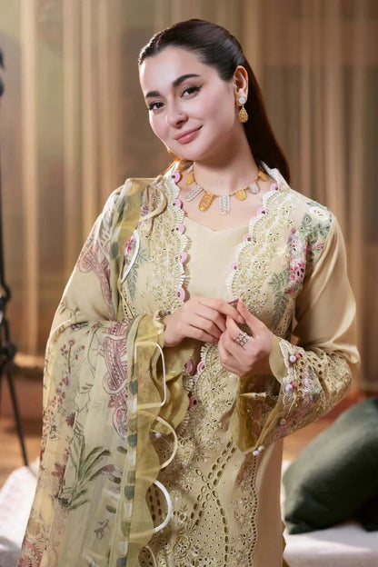 ZAB - Summer 3PC Lawn Chikenkari Embroidered Shirt - zab1339