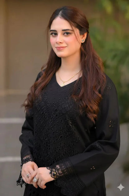 3PC Lawn Chikankari Embroidered Shirt with Monar Embroidered Dupatta and Trouser - zab1440