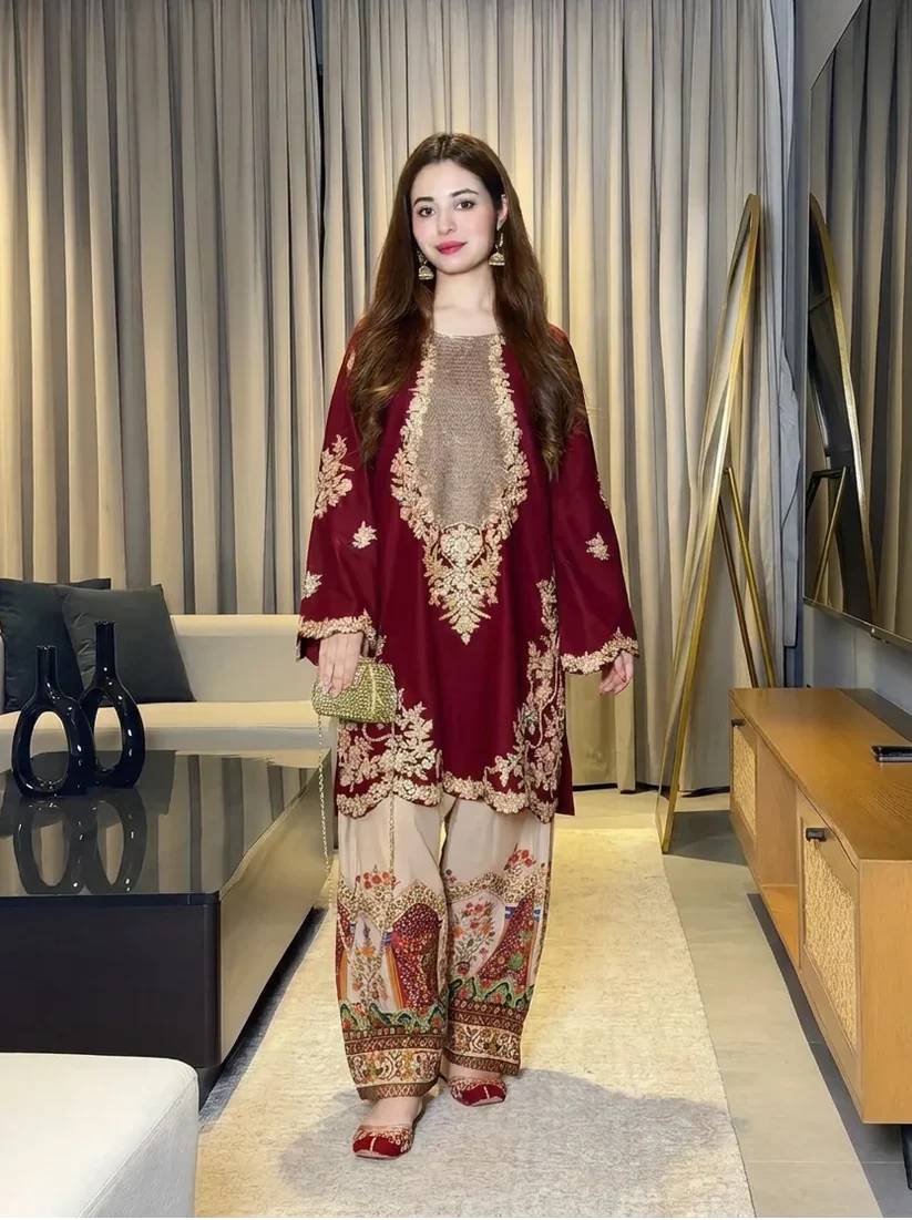 Ethnic - 2-Pc Embroidered Silk Suit - Sw1507