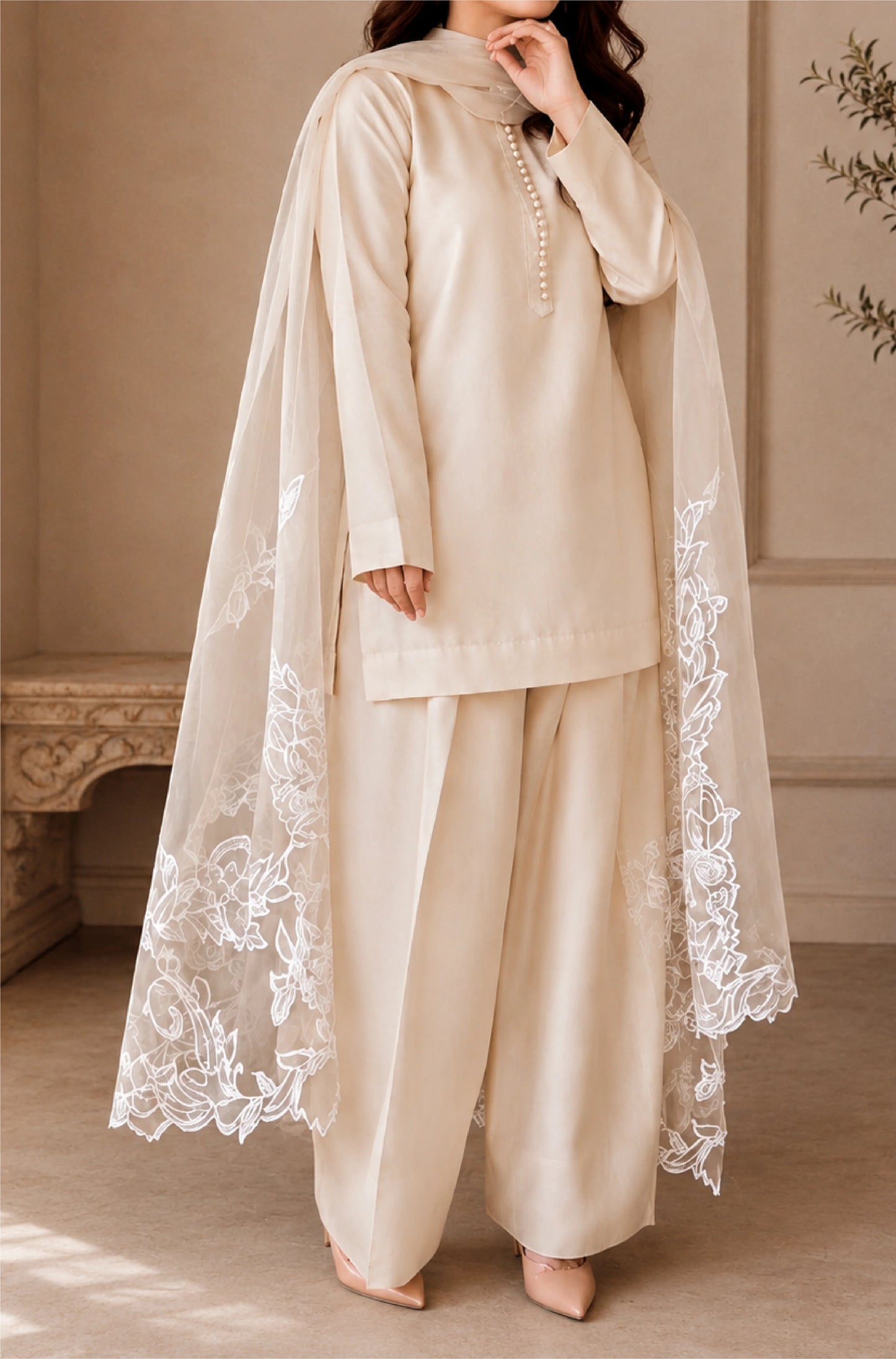 ZAB - Embroidered 3 Piece Unstitched Lawn Suit- zab1498