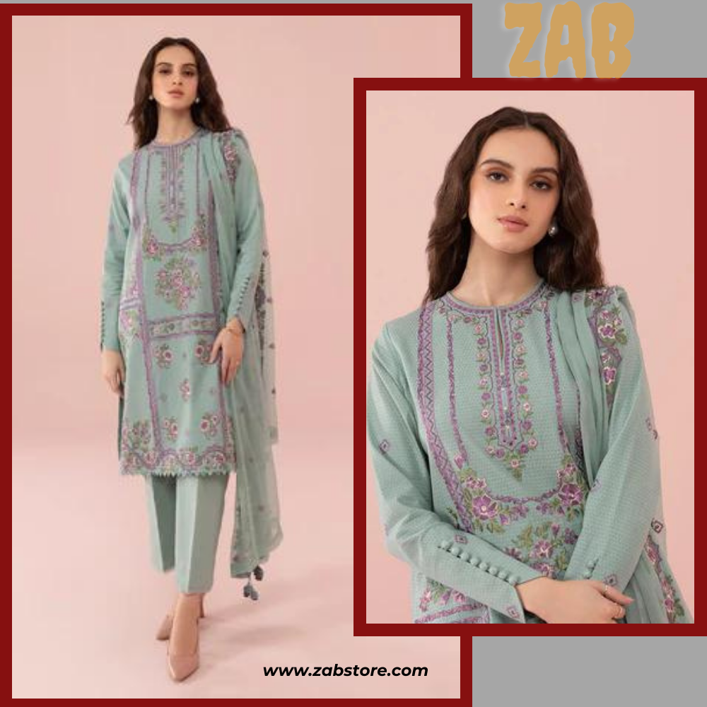 Sapphire, unstitched 3 piece embroidered Lawn suit. ZAB630