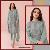 ZAB630 Sapphire, unstitched 3 piece embroidered Lawn suit.