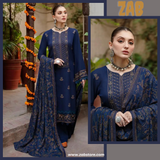 ZAB632 Bareeze Black Embroidered Dhanak Three Piece Winter Collection